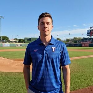 Nike Texas Rangers Dry Fit Men's Blue Striped Shirt Size MEDIUM